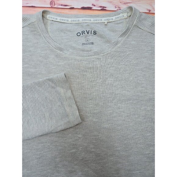 Orvis Classic Collection Long Sleeve Crew Shirt Large Gray Striped - Picture 4 of 8